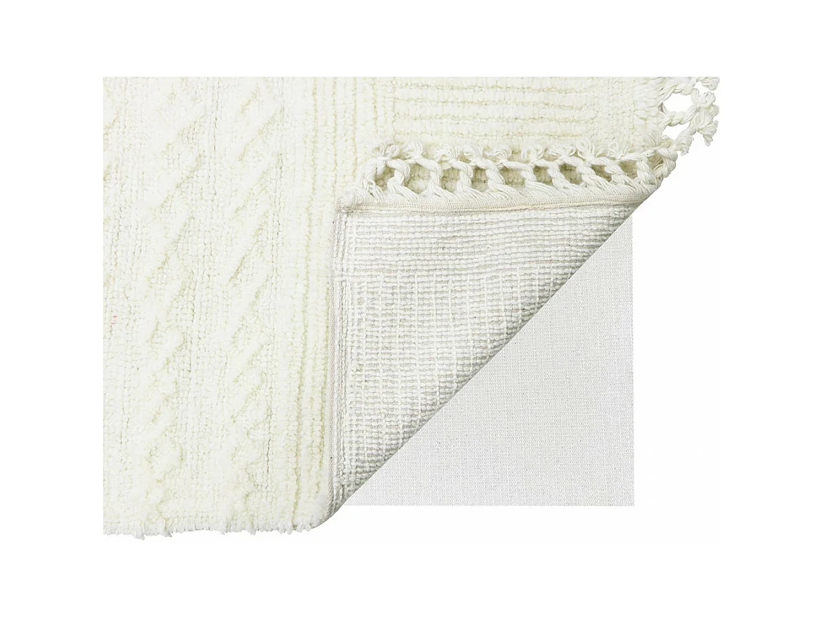 Alfombra de lana crema con líneas y tirantes - 140 x 200 CM