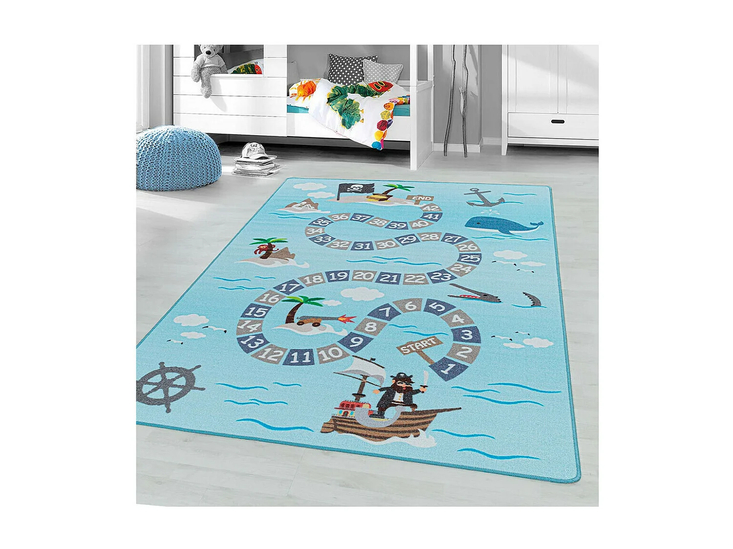 Tapis de jeu pour fille et garçon Whale Rectangulaire Enfant Mécanique Antidérapant