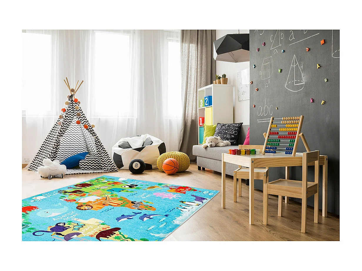 Tapis pour bébé multicolore plat World Rectangulaire Enfant Mécanique Tissage Jacquard ave