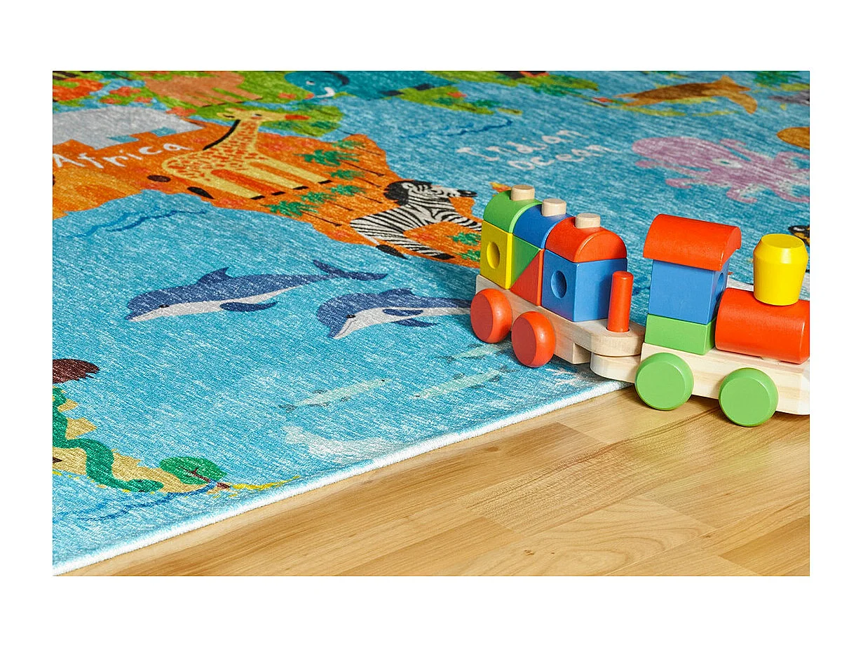 Tapis pour bébé multicolore plat World Rectangulaire Enfant Mécanique Tissage Jacquard ave