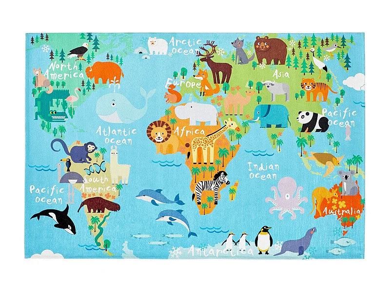 Tapis pour bébé multicolore plat World Rectangulaire Enfant Mécanique Tissage Jacquard ave
