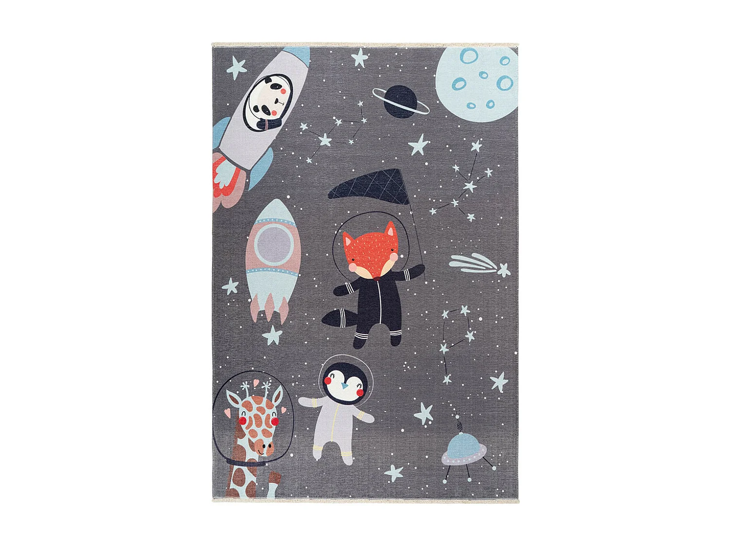 Tapis enfant en coton recyclé lavable en machine Foxy Rectangulaire  Mécanique Tapis antid