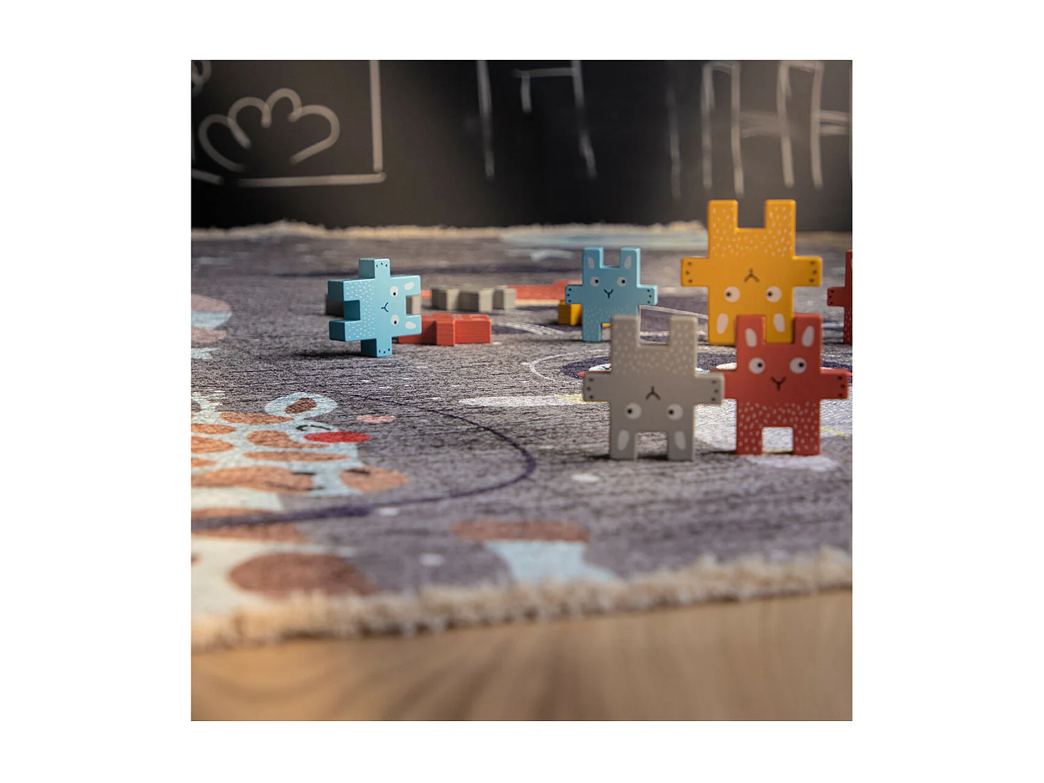 Tapis enfant en coton recyclé lavable en machine Foxy Rectangulaire  Mécanique Tapis antid