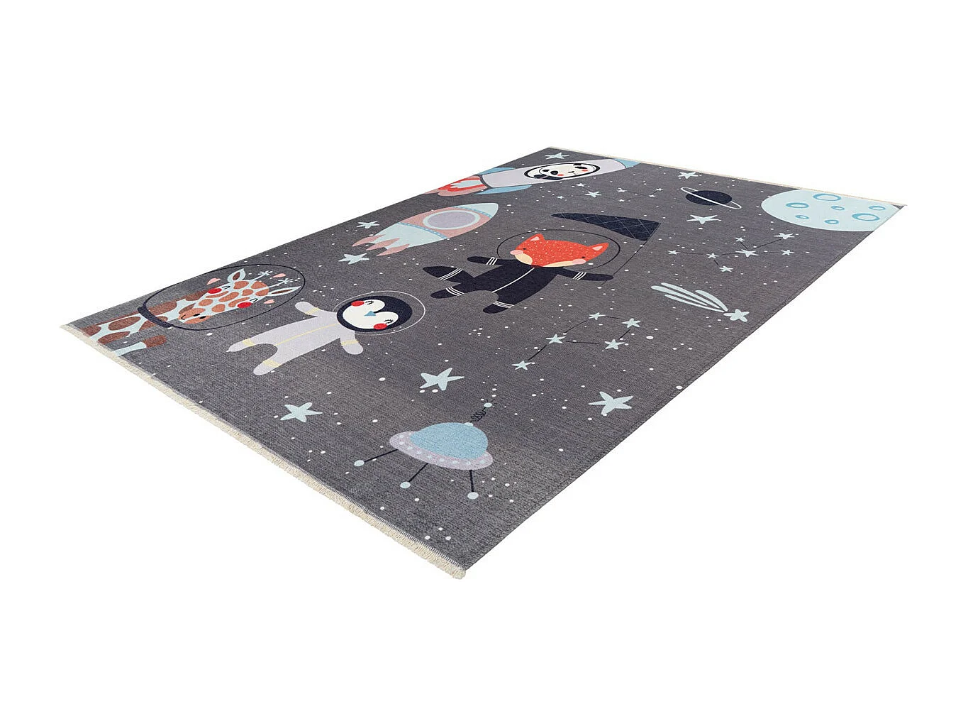 Tapis enfant en coton recyclé lavable en machine Foxy Rectangulaire  Mécanique Tapis antid