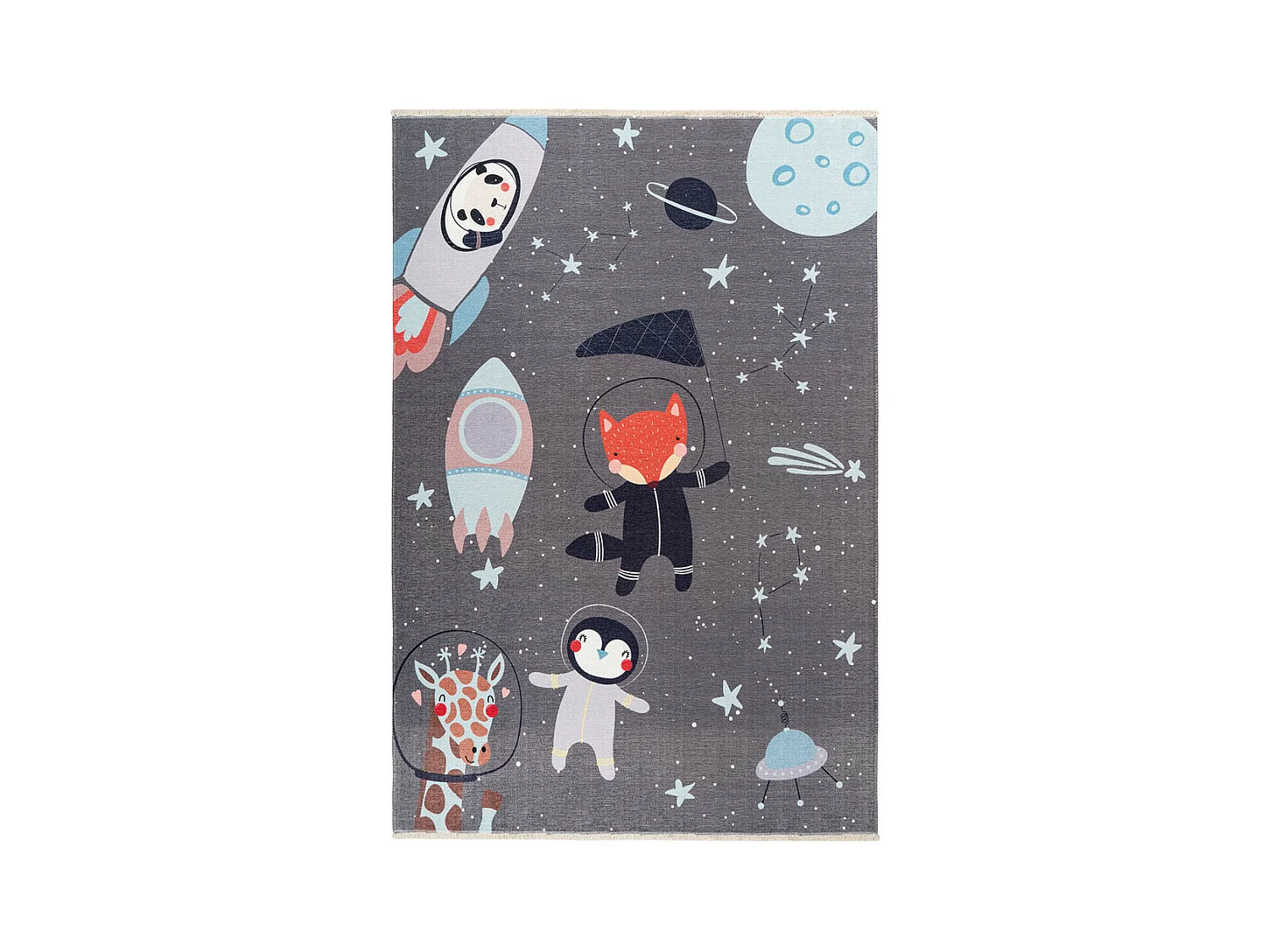 Tapis enfant en coton recyclé lavable en machine Foxy Rectangulaire  Mécanique Tapis antid
