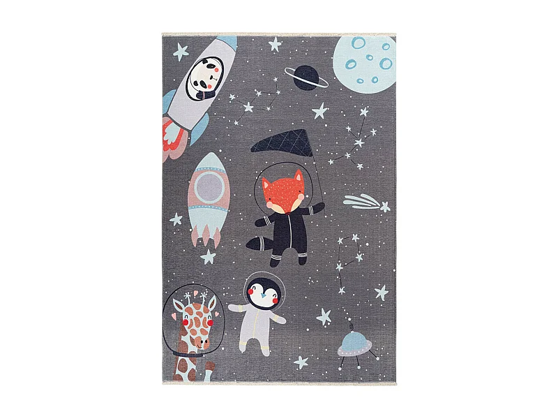 Tapis enfant en coton recyclé lavable en machine Foxy Rectangulaire  Mécanique Tapis antid