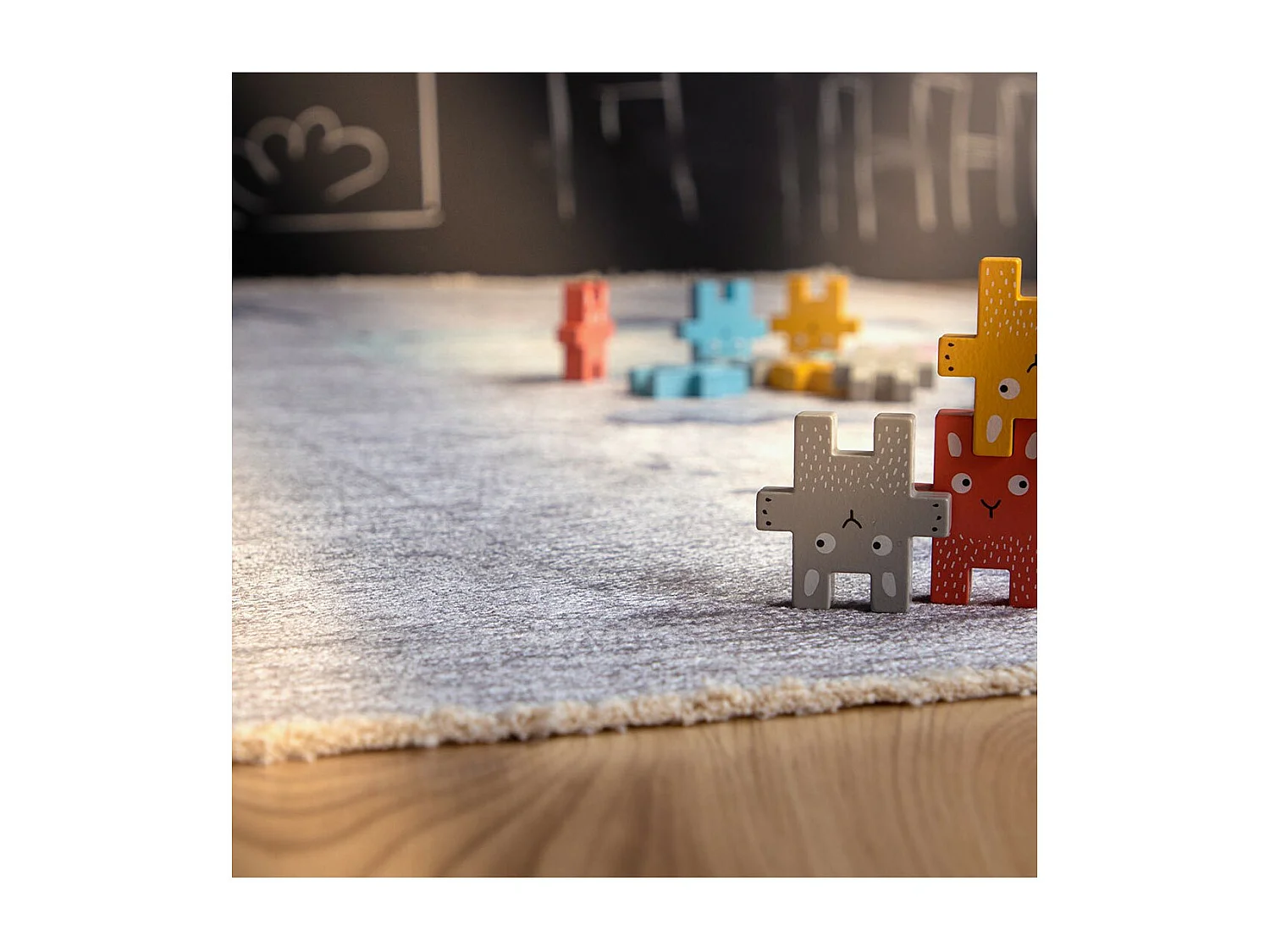 Tapis enfant en coton recyclé lavable en machine Dino Rectangulaire  Mécanique Tapis antid