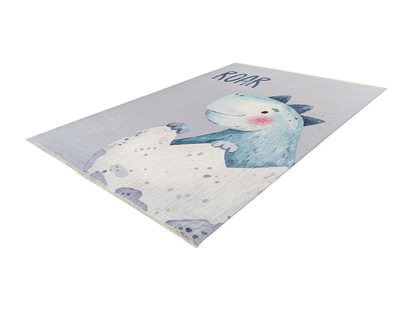 Tapis enfant en coton recyclé lavable en machine Dino Rectangulaire  Mécanique Tapis antid