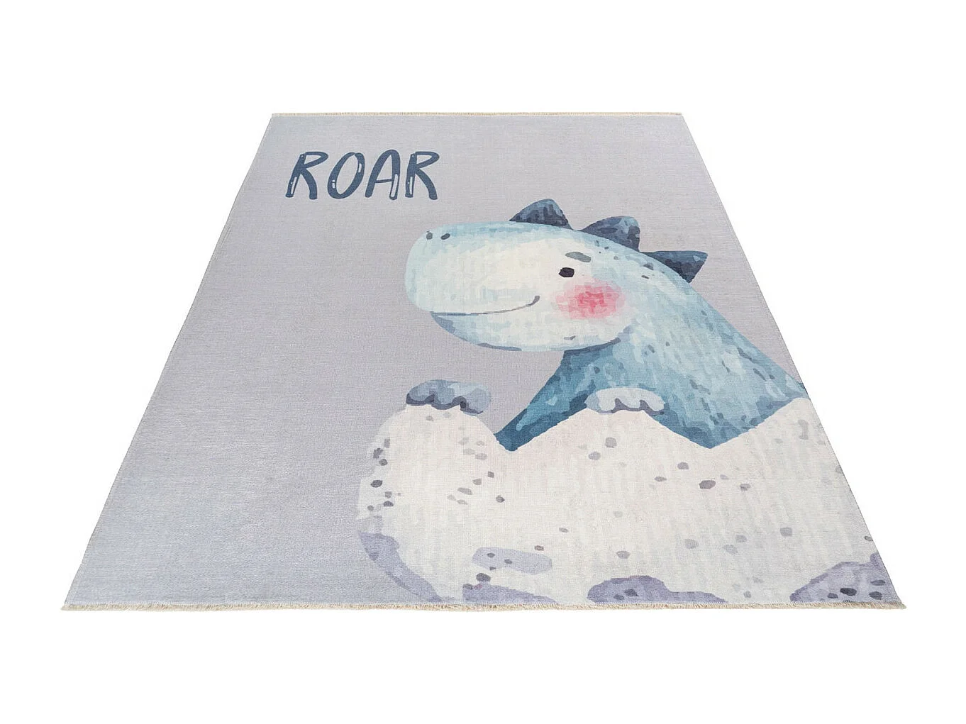 Tapis enfant en coton recyclé lavable en machine Dino Rectangulaire  Mécanique Tapis antid
