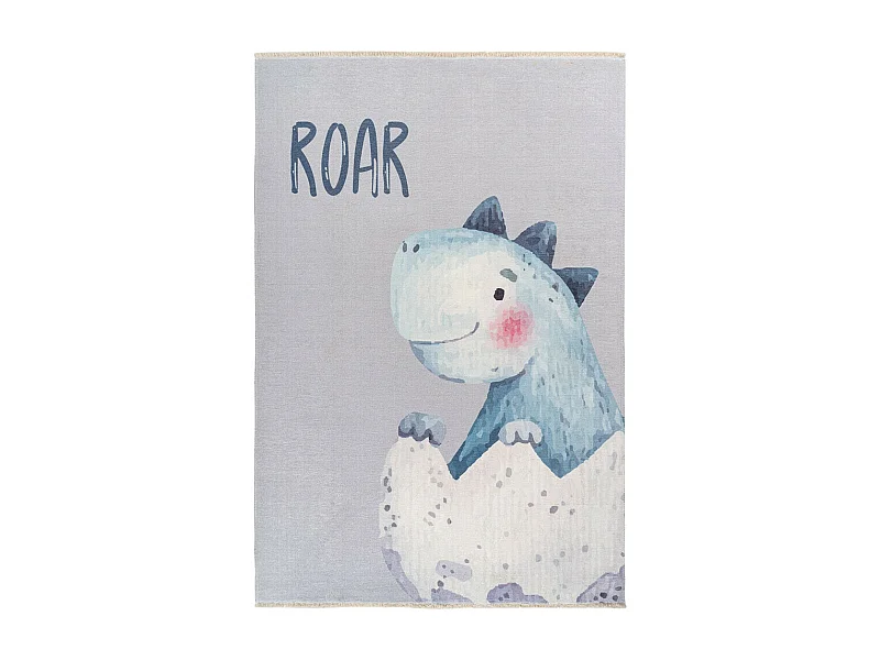Tapis enfant en coton recyclé lavable en machine Dino Rectangulaire  Mécanique Tapis antid