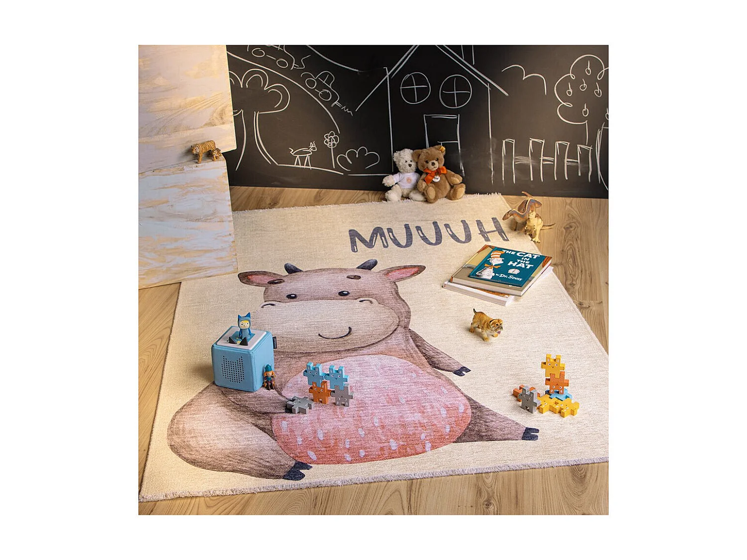 Tapis enfant en coton recyclé lavable en machine Maggy Rectangulaire  Mécanique Tapis anti