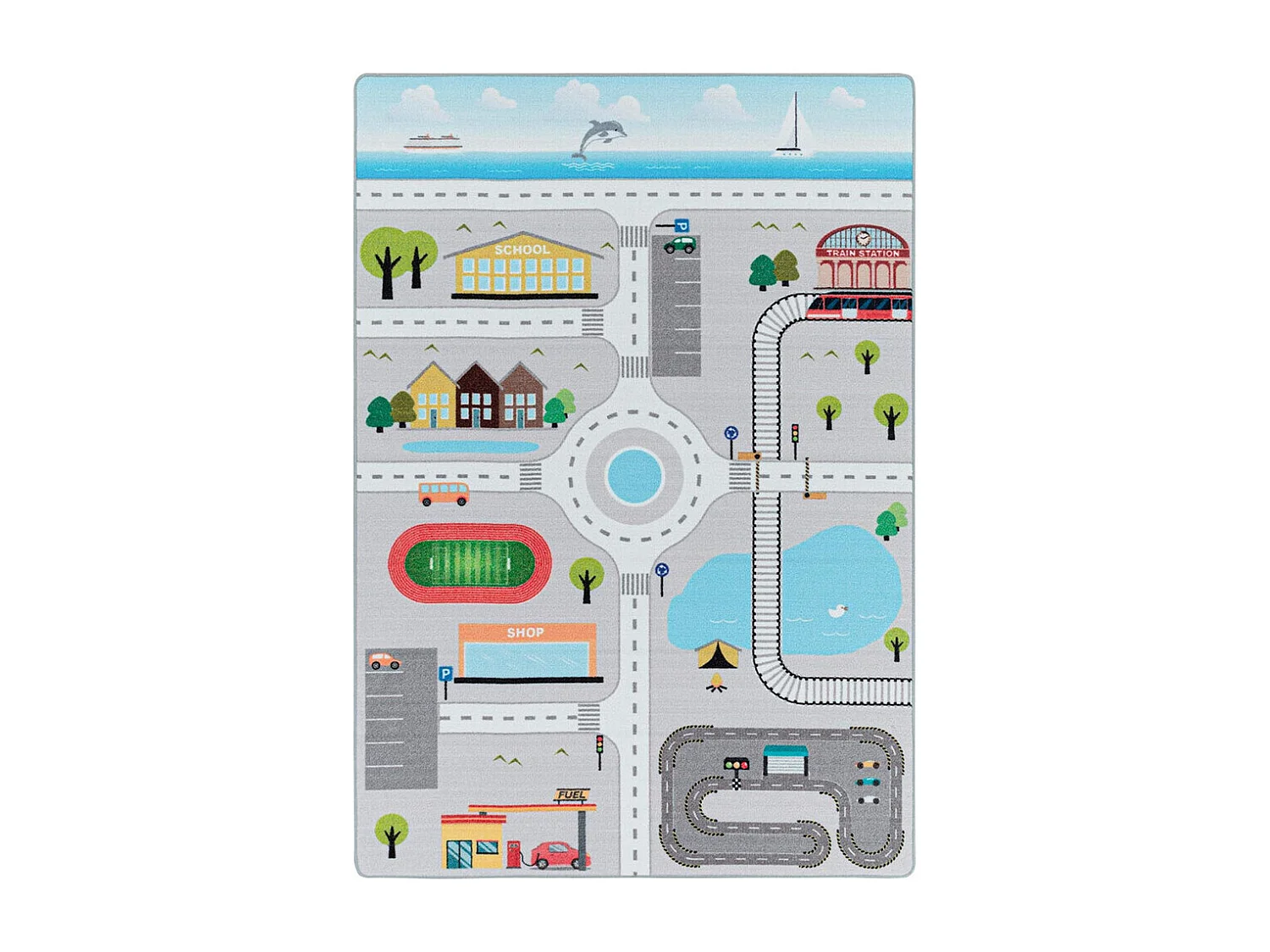 Tapis chambre bébé et enfant Road Rectangulaire Enfant Mécanique Antidérapant