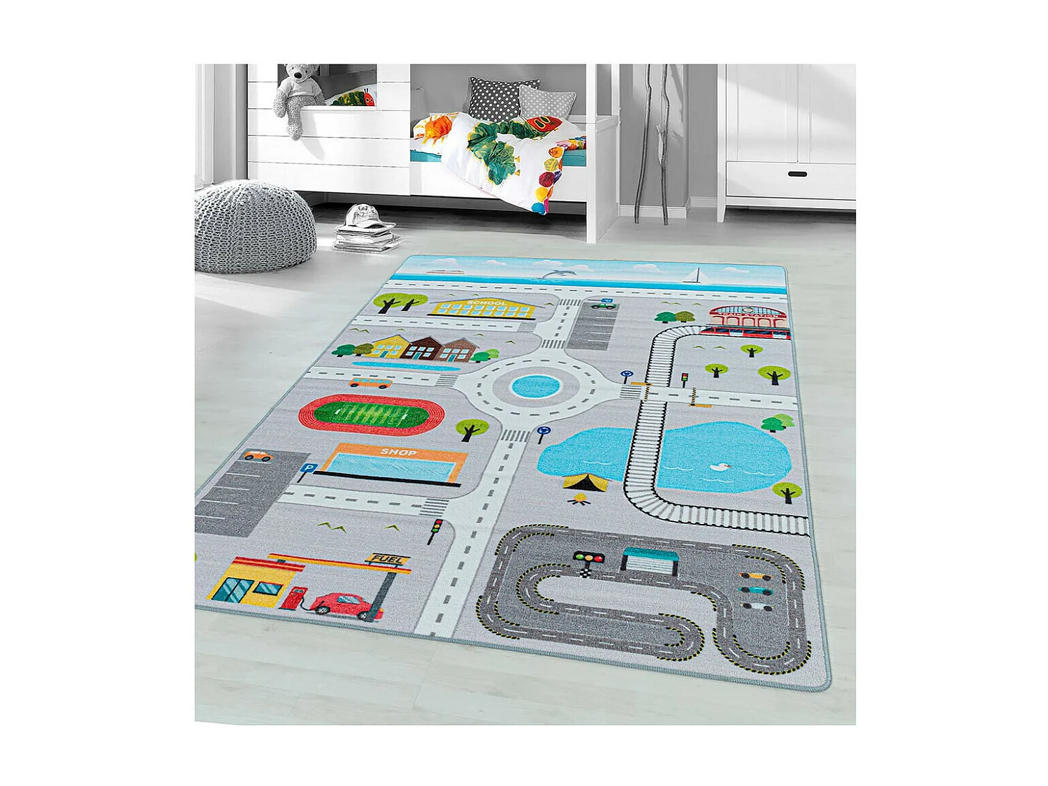 Tapis chambre bébé et enfant Road Rectangulaire Enfant Mécanique Antidérapant