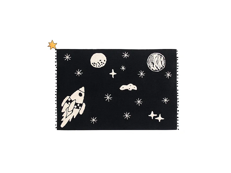 Tapis enfant lavable en machine noir et blanc Universe Lorena Canals Rectangulaire Enfant