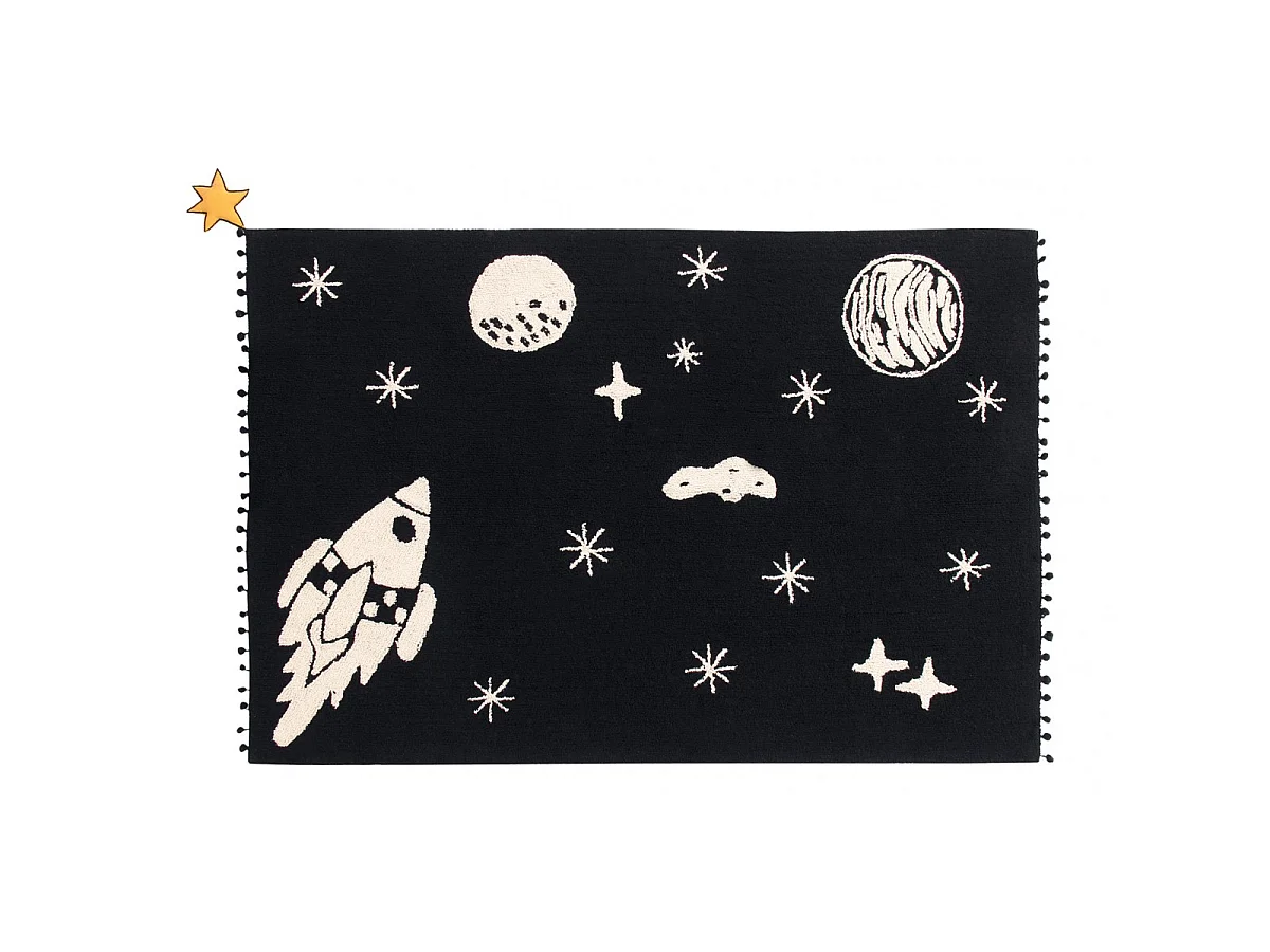 Tapis enfant lavable en machine noir et blanc Universe Lorena Canals Rectangulaire Enfant