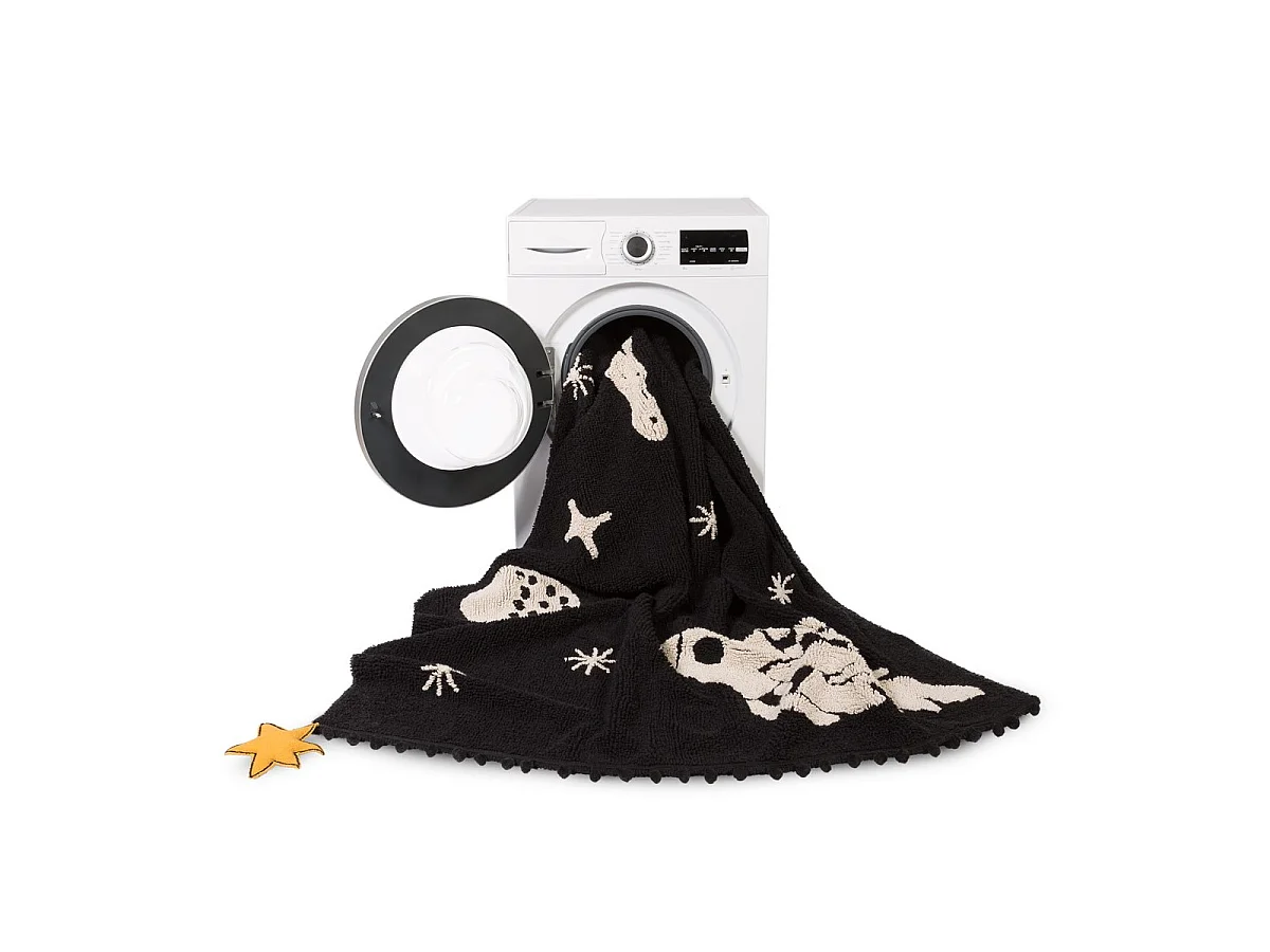 Tapis enfant lavable en machine noir et blanc Universe Lorena Canals Rectangulaire Enfant