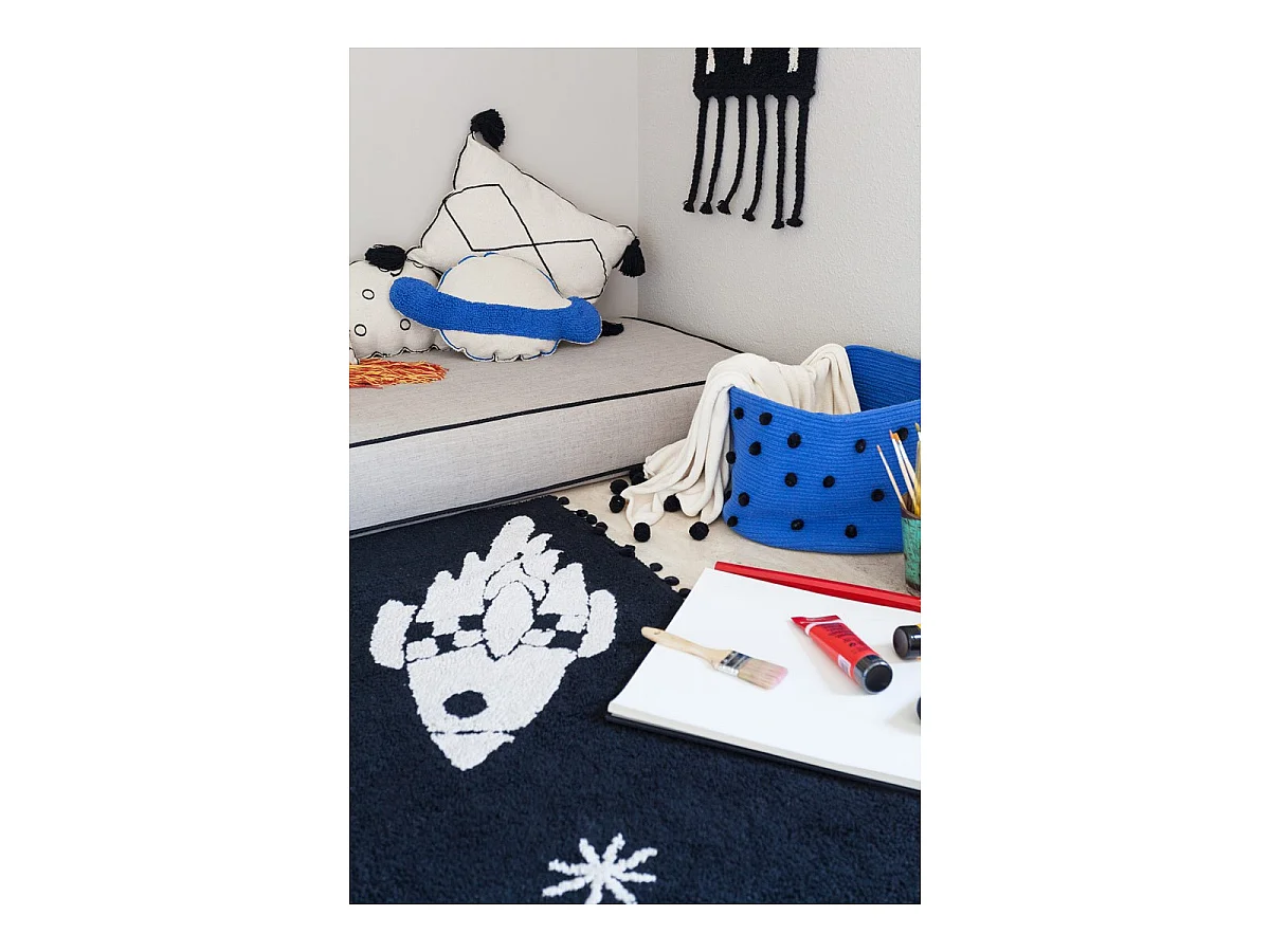 Tapis enfant lavable en machine noir et blanc Universe Lorena Canals Rectangulaire Enfant