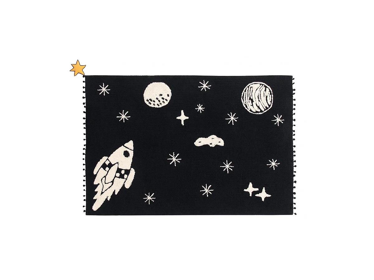 Tapis enfant lavable en machine noir et blanc Universe Lorena Canals Rectangulaire Enfant