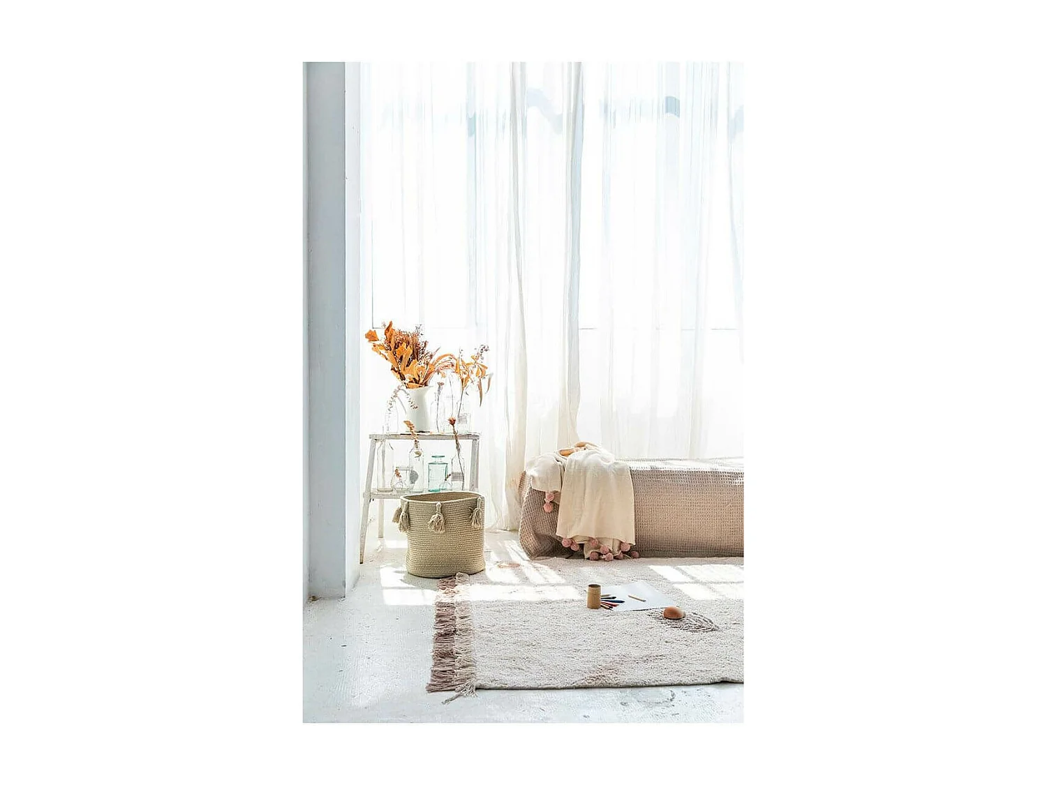 Tapis lavable en machine crème pour enfant Pine Forest Rectangulaire Enfant Fait main Tapi