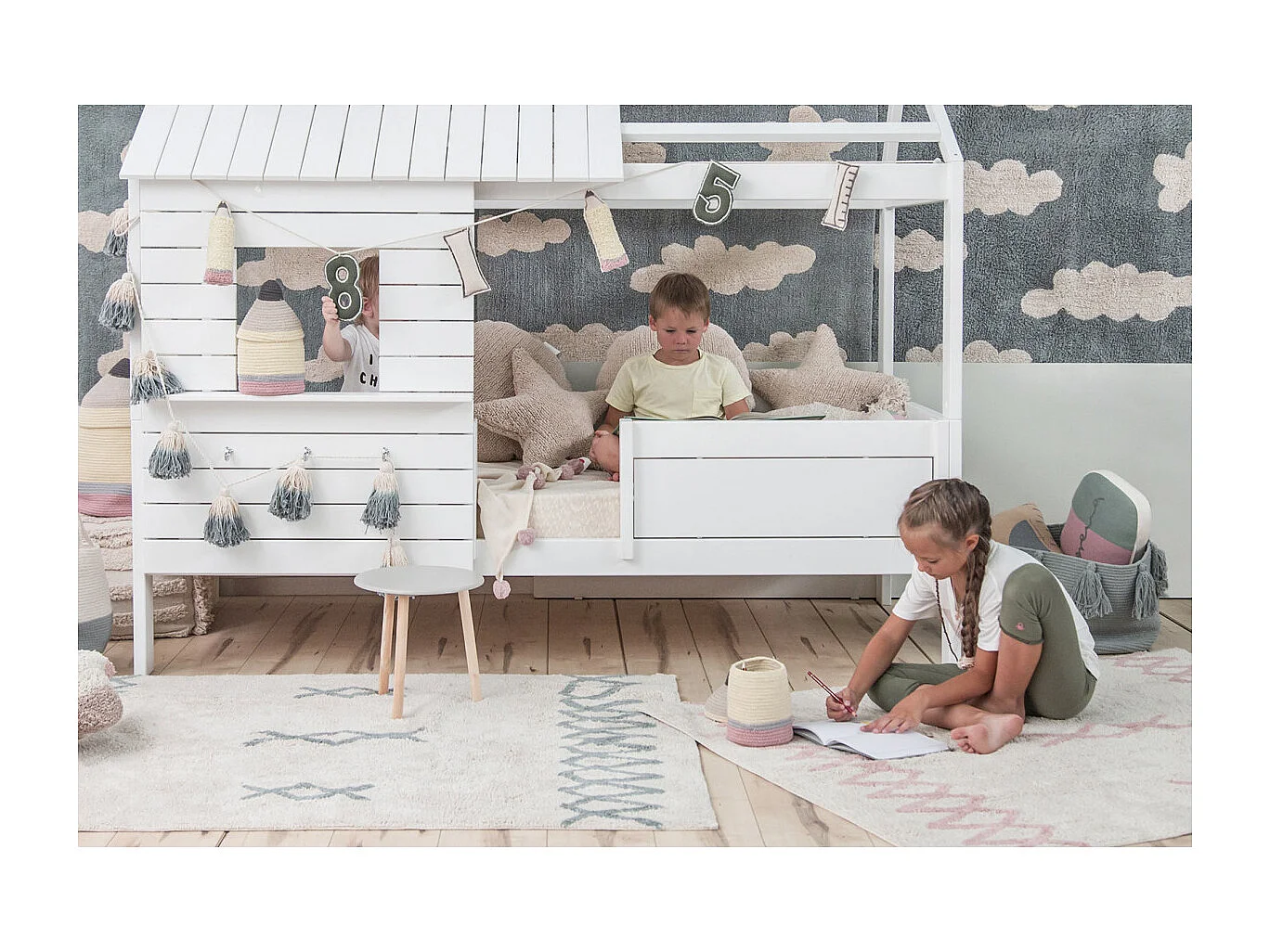 Tapis berbère en coton ethnique lavable en machine Atlas Lorena Canals Rectangulaire Enfan