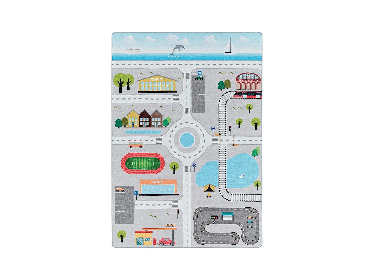 Tapis chambre bébé et enfant Road Rectangulaire Enfant Mécanique Antidérapant
