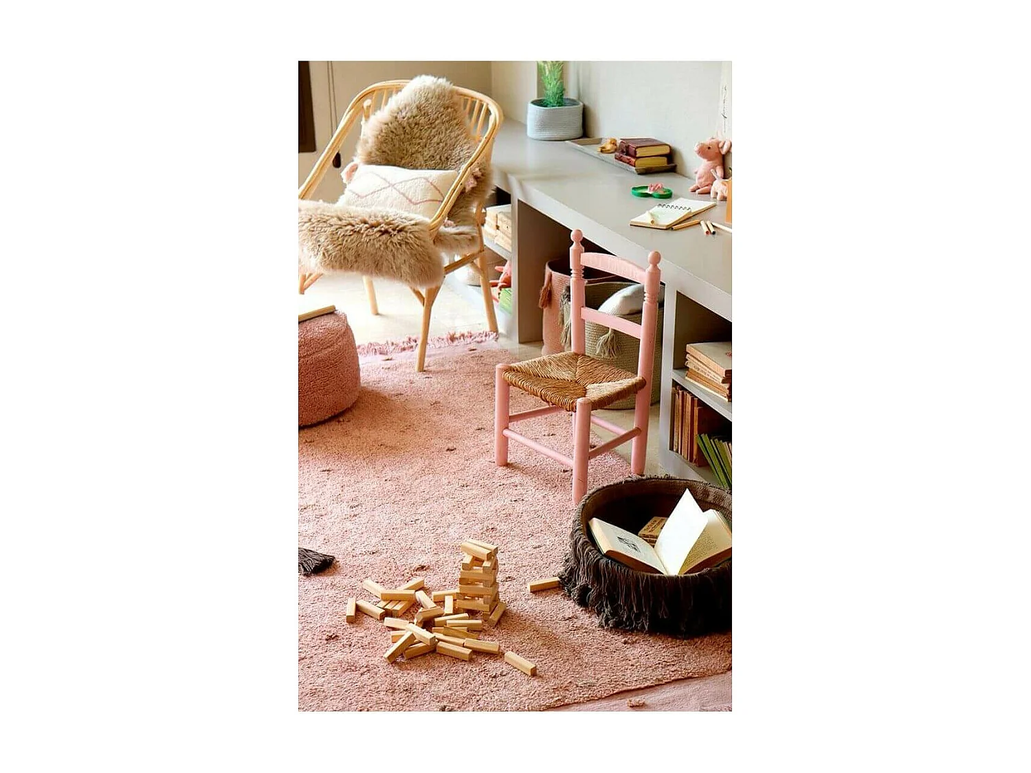 Tapis enfant en coton lavable en machine Woods Symphony Rectangulaire Enfant Fait main Tap