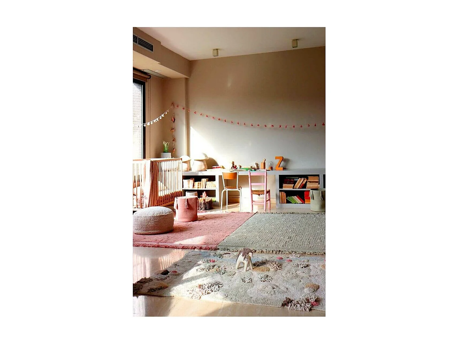 Tapis enfant en coton lavable en machine Woods Symphony Rectangulaire Enfant Fait main Tap