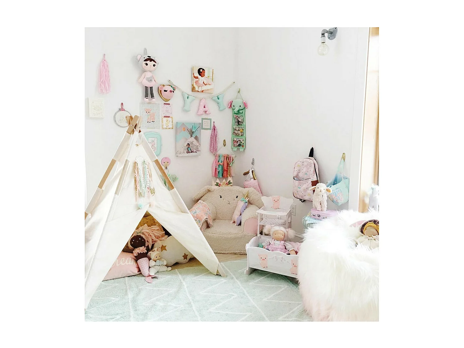 Tapis pour chambre d'enfant lavable en machine Hippy Lorena Canals Rectangulaire Enfant Fa