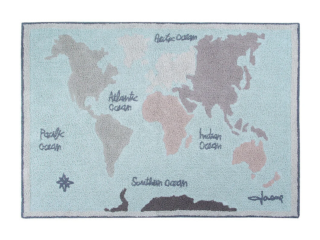 Tapis enfant coloré à courtes mèches Vintage Map Lorena Canals Rectangulaire Enfant Fait m