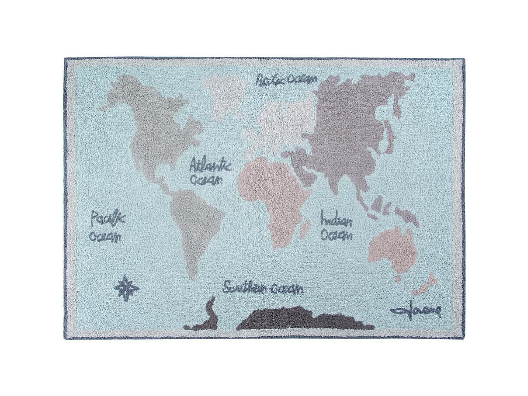 Tapis enfant coloré à courtes mèches Vintage Map Lorena Canals Rectangulaire Enfant Fait m