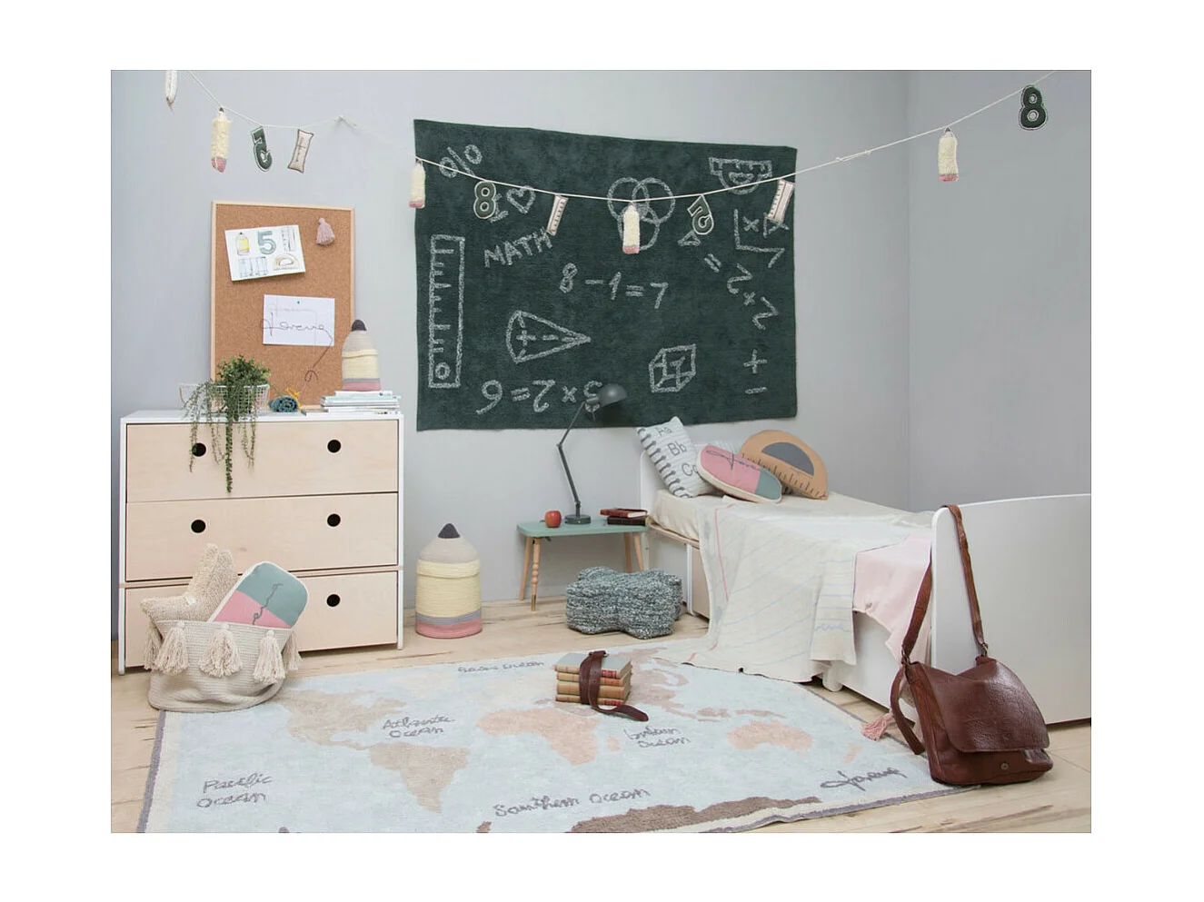 Tapis enfant coloré à courtes mèches Vintage Map Lorena Canals Rectangulaire Enfant Fait m