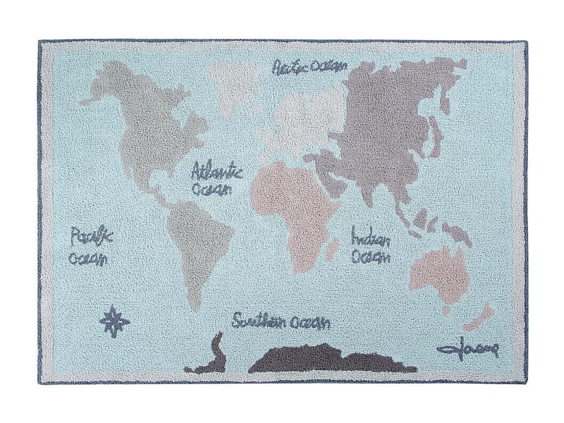 Tapis enfant coloré à courtes mèches Vintage Map Lorena Canals Rectangulaire Enfant Fait m