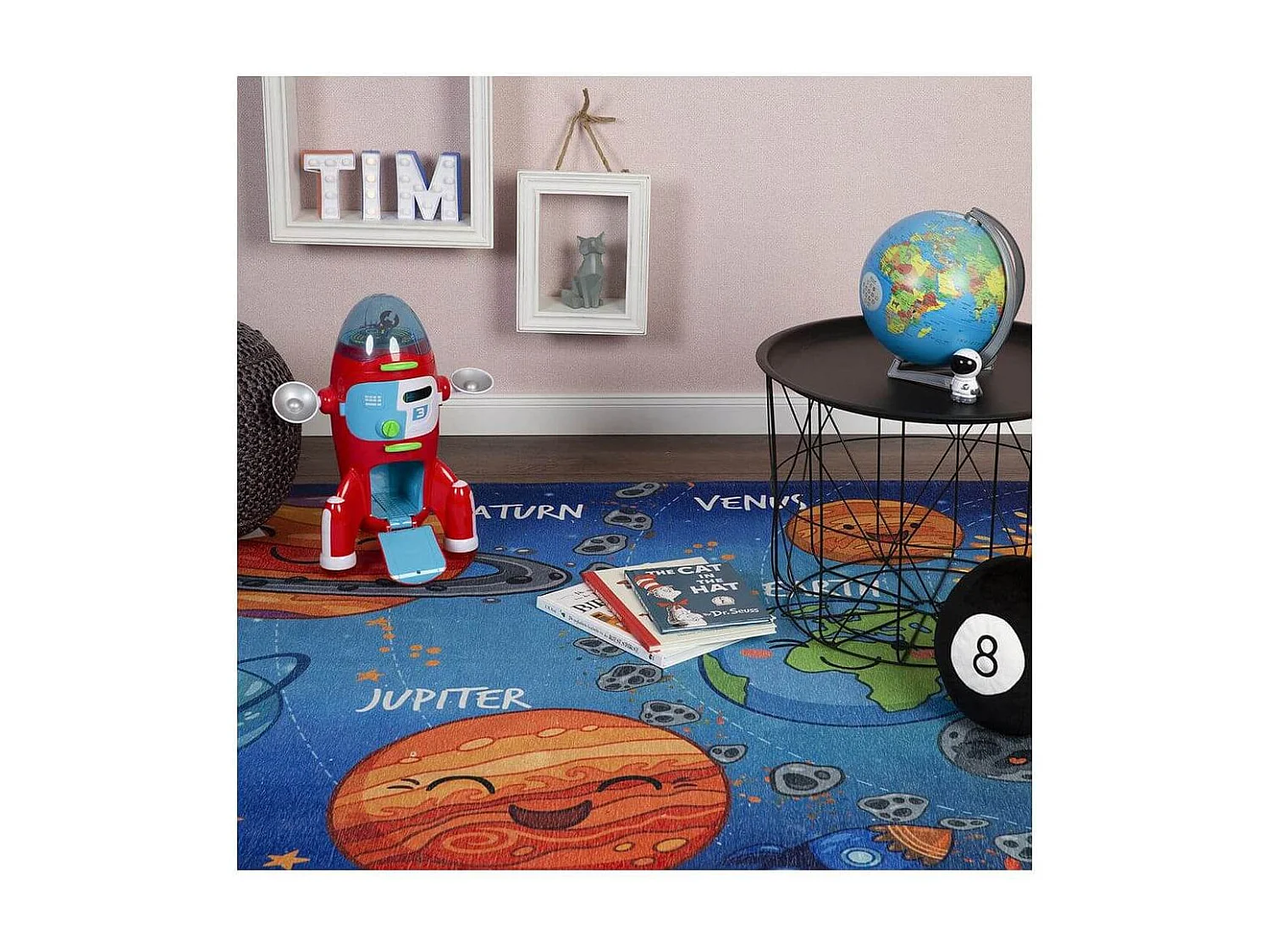Tapis plat pour chambre d'enfant multicolore Solar Rectangulaire Enfant Mécanique Tissage