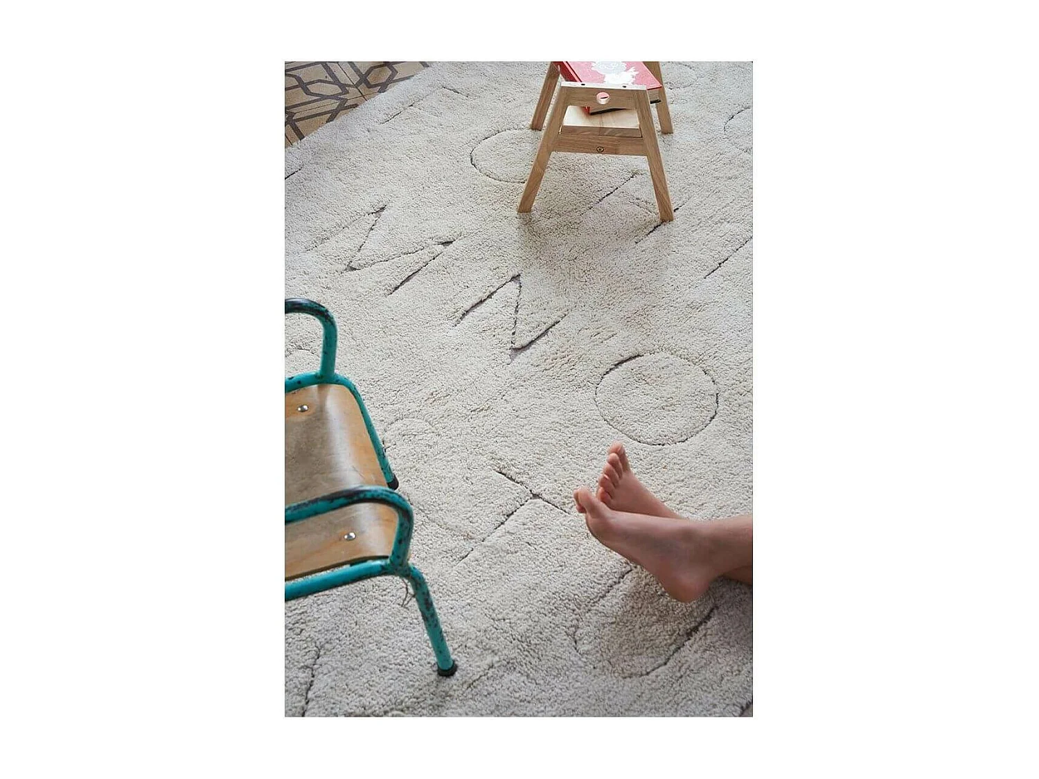 Tapis enfant recyclé lavable en machine ABC Lorena Canals Rectangulaire Enfant Fait main T