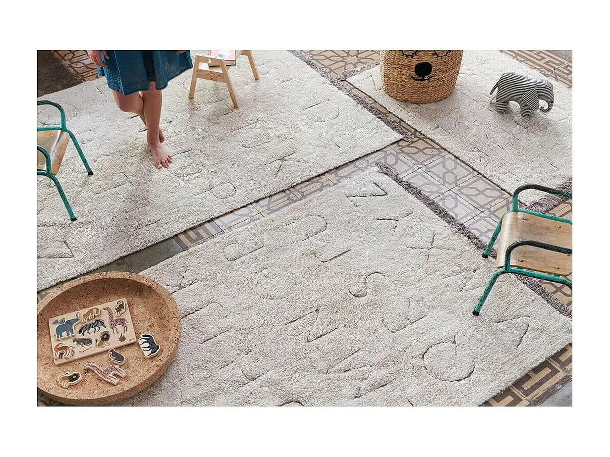 Tapis enfant recyclé lavable en machine ABC Lorena Canals Rectangulaire Enfant Fait main T