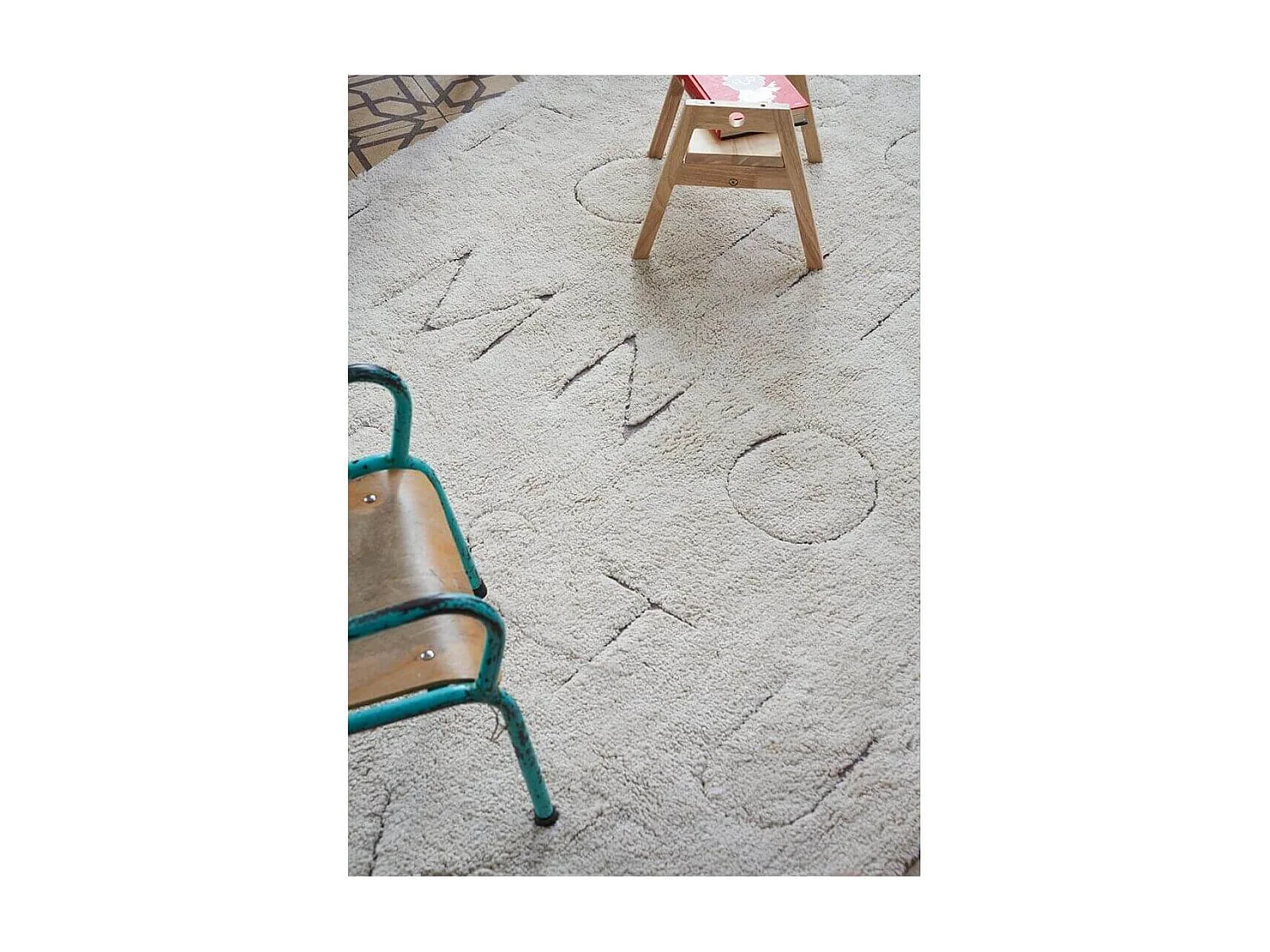 Tapis enfant recyclé lavable en machine ABC Lorena Canals Rectangulaire Enfant Fait main T