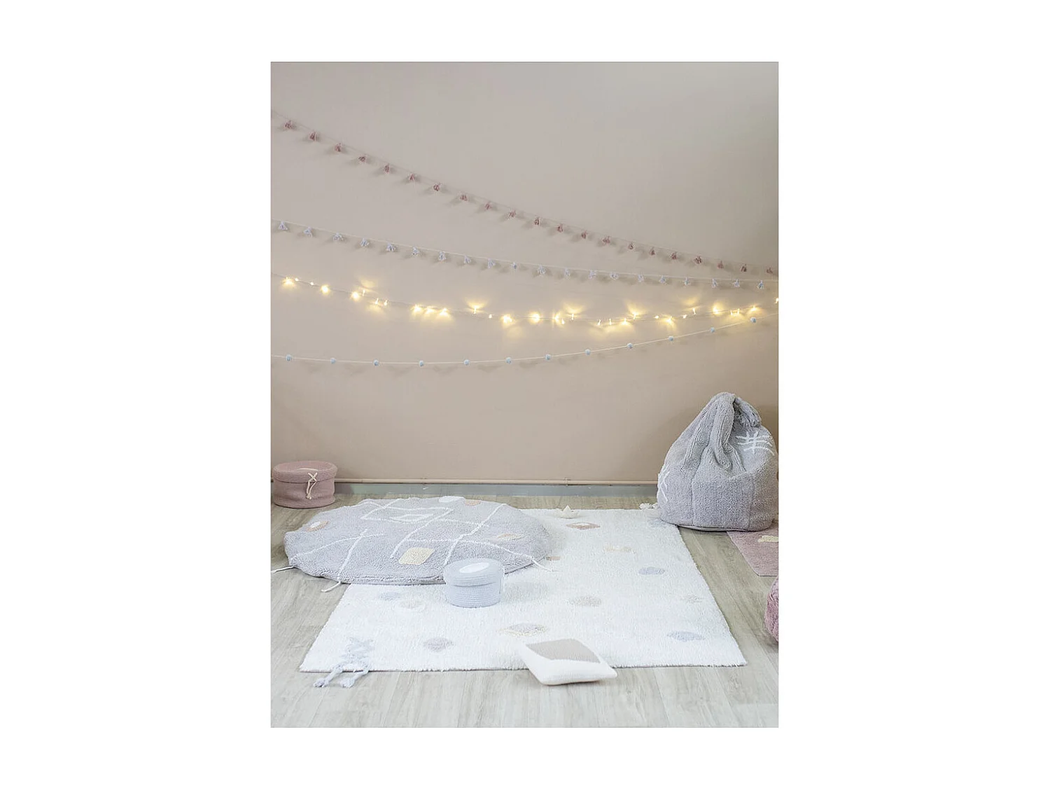 Tapis blanc lavable en machine pour chambre enfant Kim Lorena Canals Rectangulaire Enfant