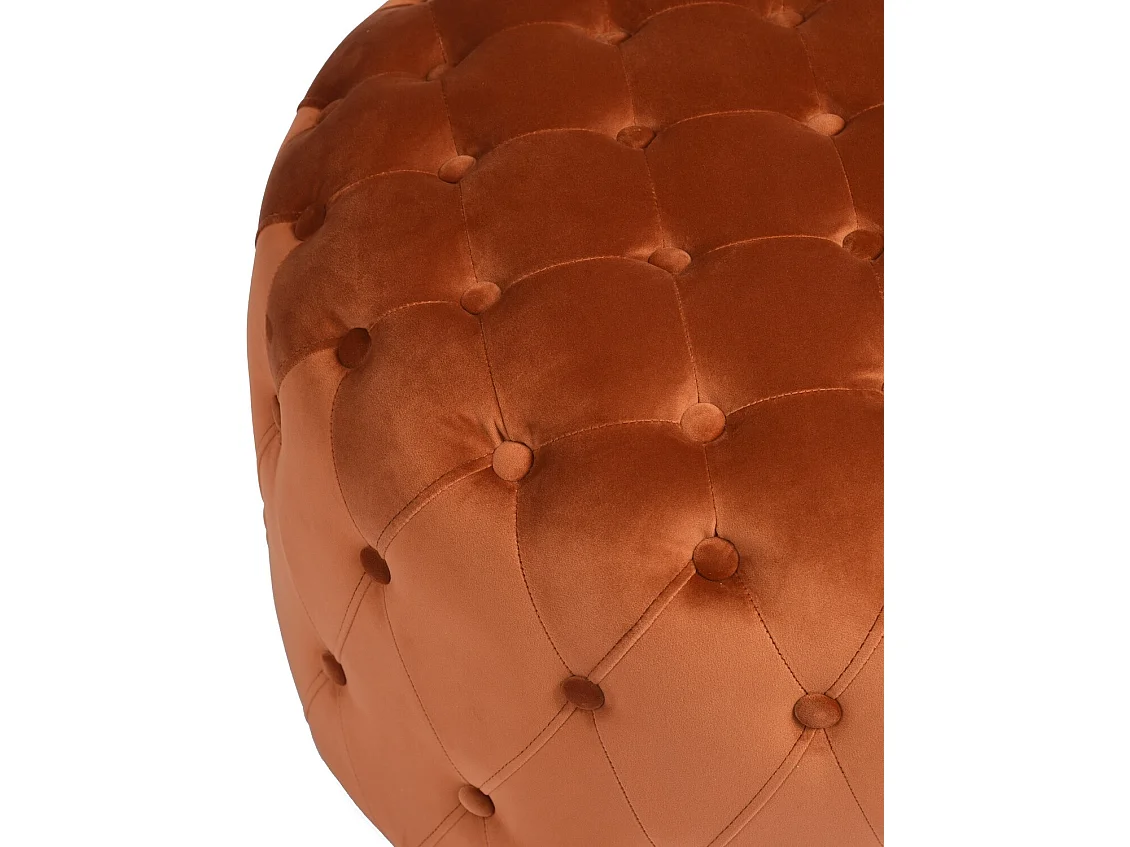 URBAN MEUBLE Pouf rond rembourré en tissu, pouf capitonné en velours, couleur marron,60*60*40CM