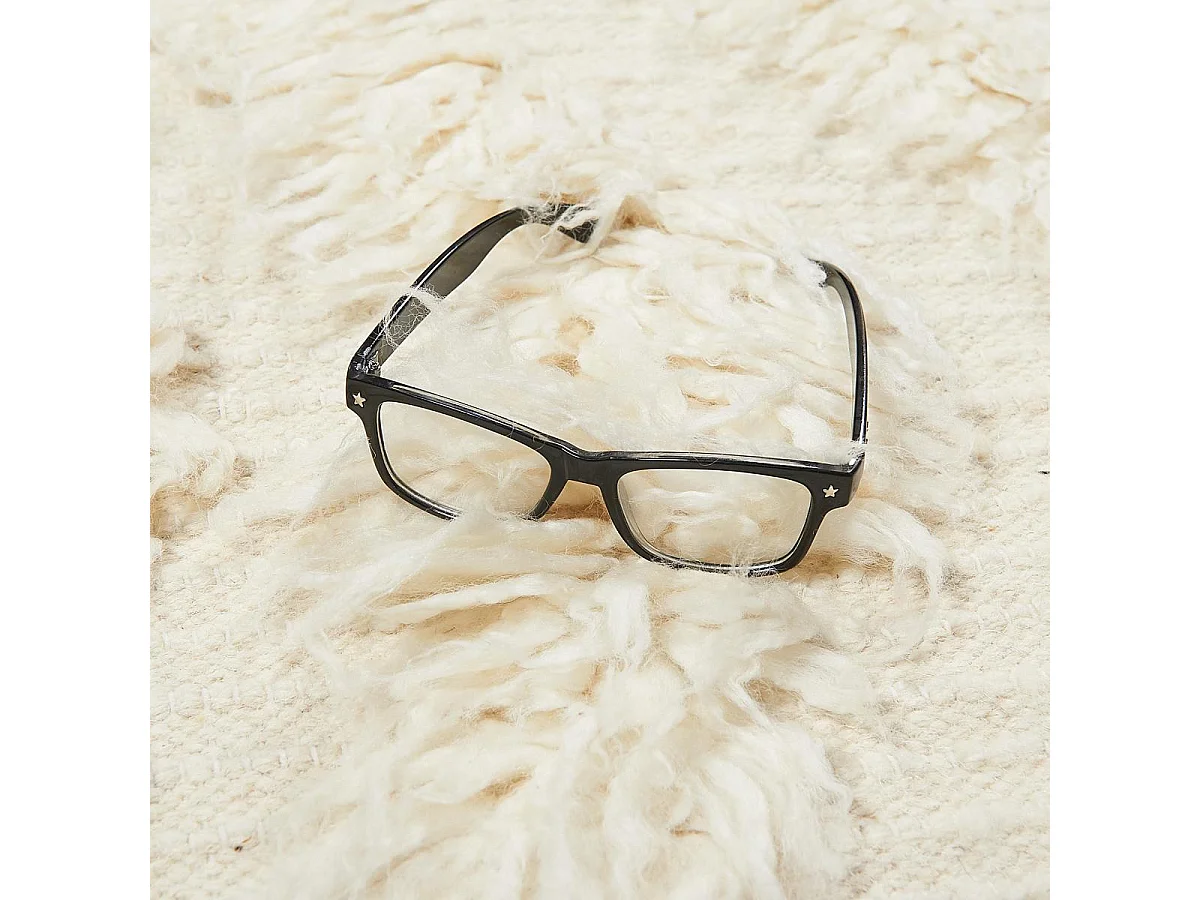 Tappeto shaggy 120x170 rettangolo fatto a mano color crema in lana tinta unita FLOKATA