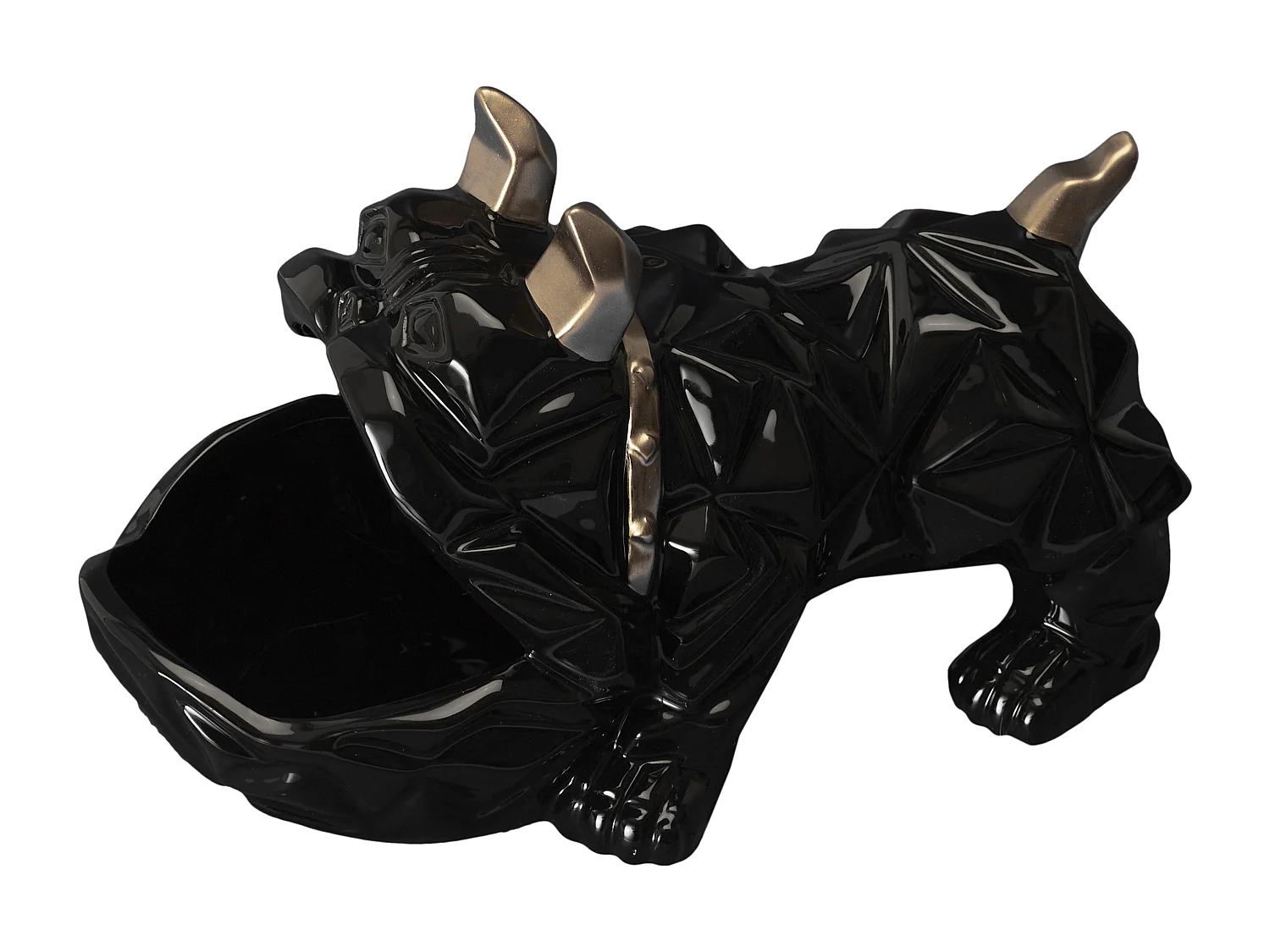 Sculpture Ceramique Bulldog Noir Vide Poche Noir, Blanc, Gris