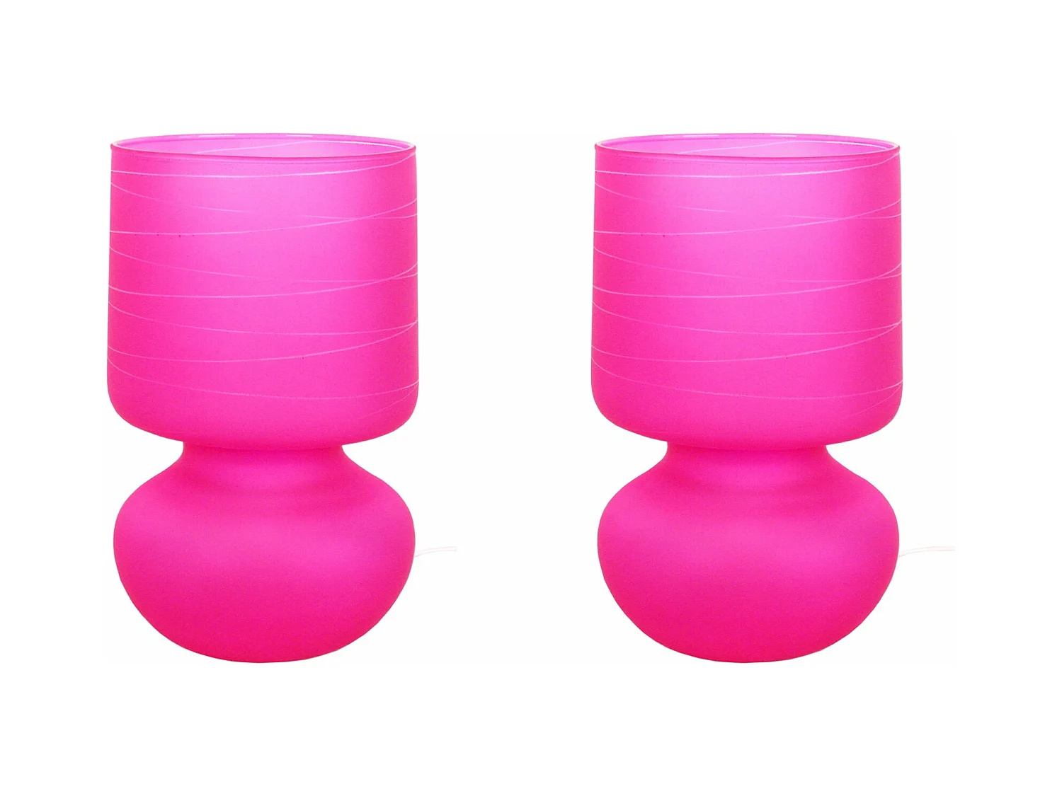 Pair de Lampes de chevet champignon verre  satiné,rose 24 cm.