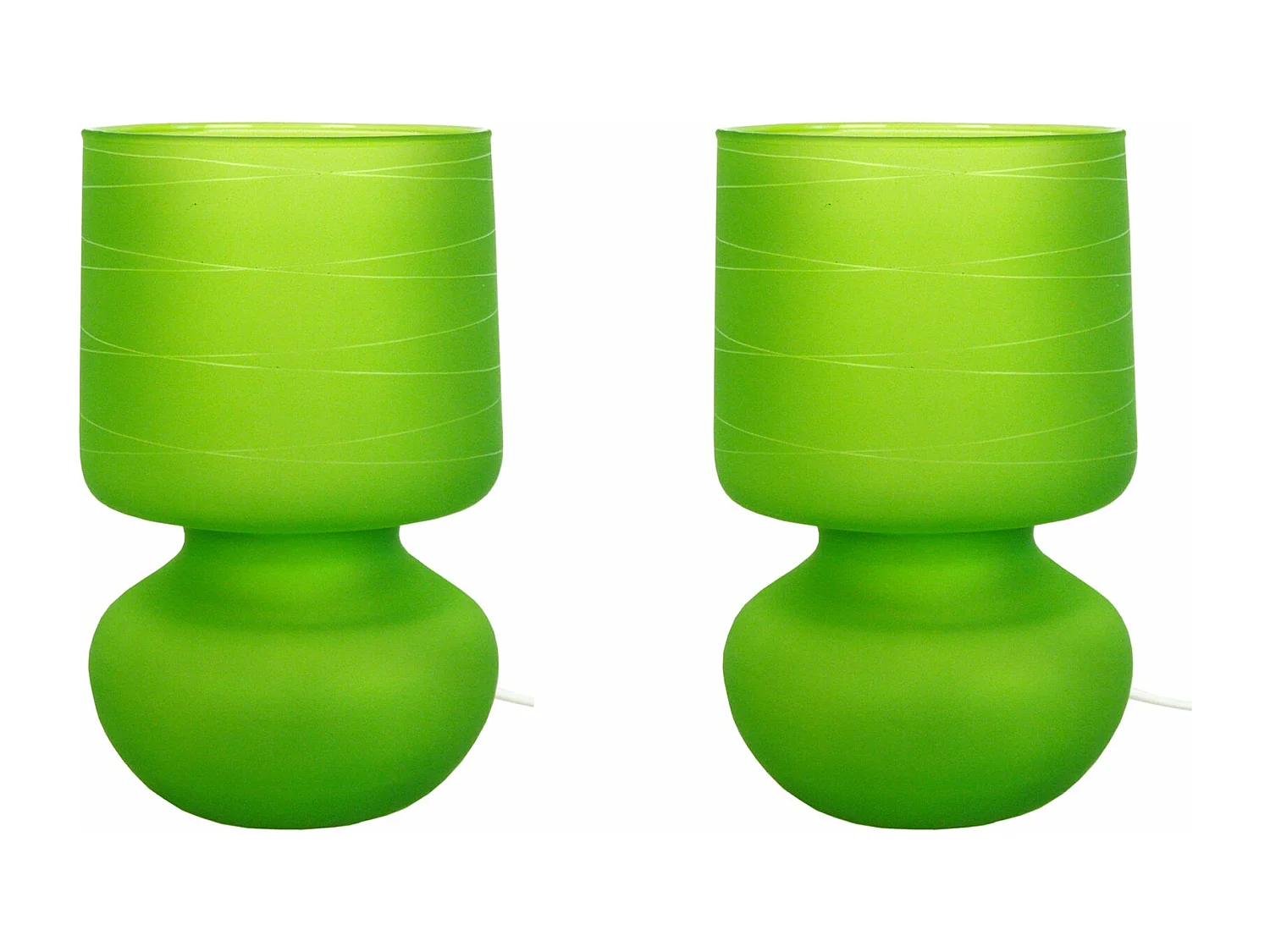 Pair de Lampes de chevet champignon verre  satiné,vert 24 cm.