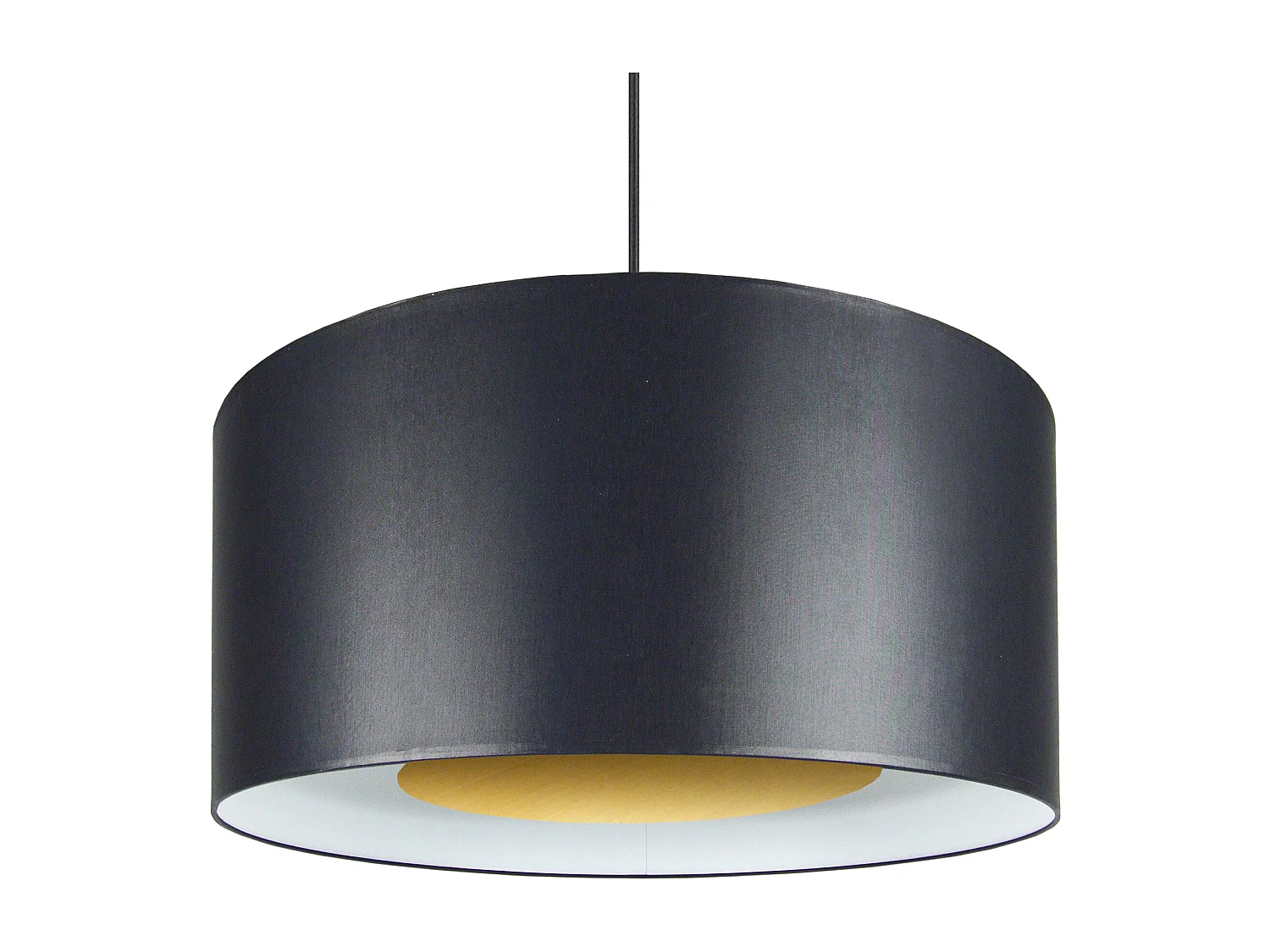 Suspensão TOSEL  ALFENA B tecido cilindro preto dourado D35 x  H80  cm