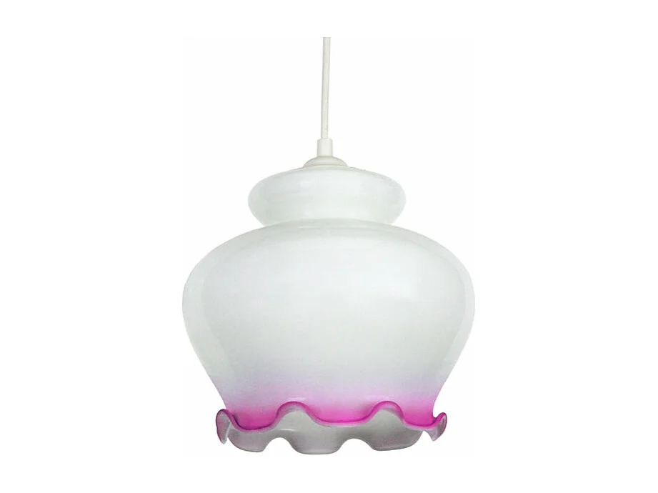 Suspension verre cloche opal rose 80 cm.