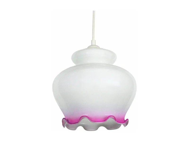 Suspension verre cloche opal rose 80 cm.