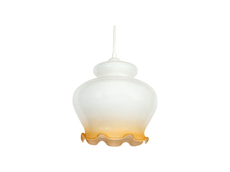 Suspension verre cloche opal ambre 80 cm.