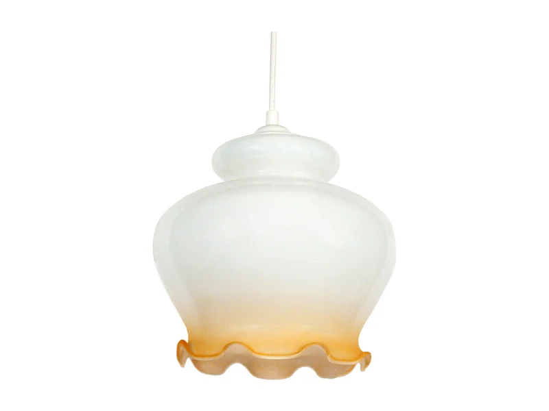 Suspension verre cloche opal ambre 80 cm.