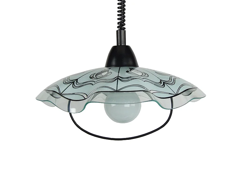 PILAR - Suspension dôme verre satiné et noir