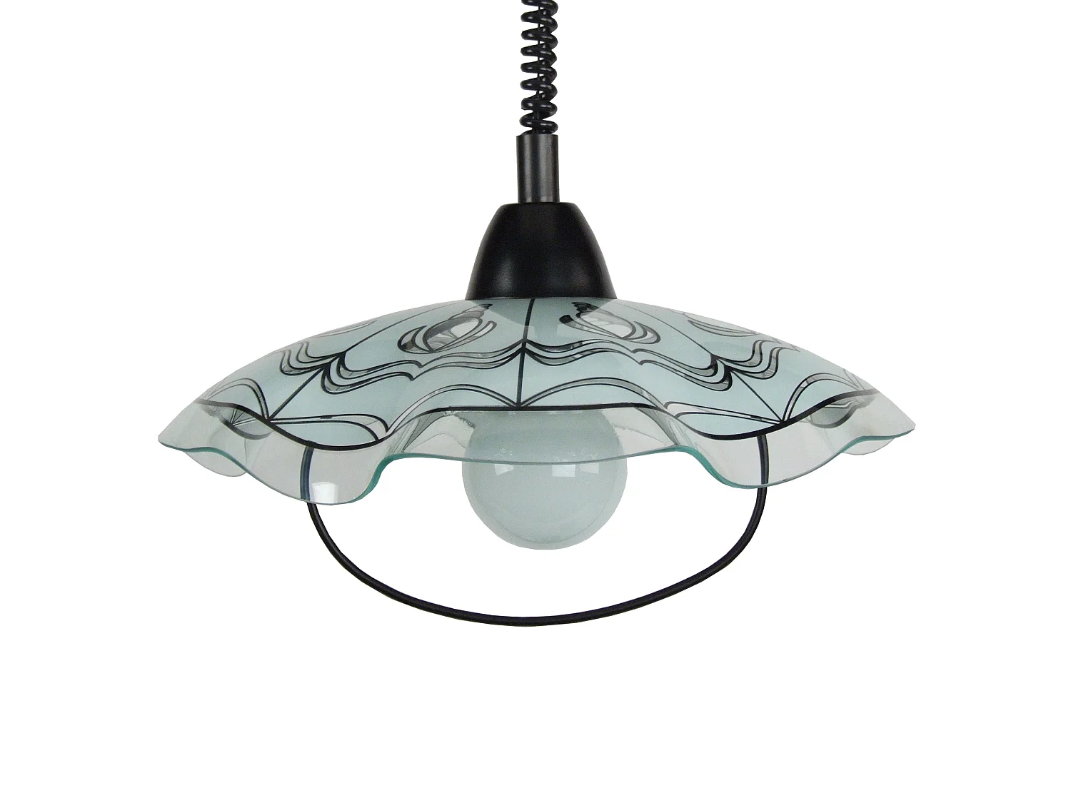 PILAR - Suspension dôme verre satiné et noir