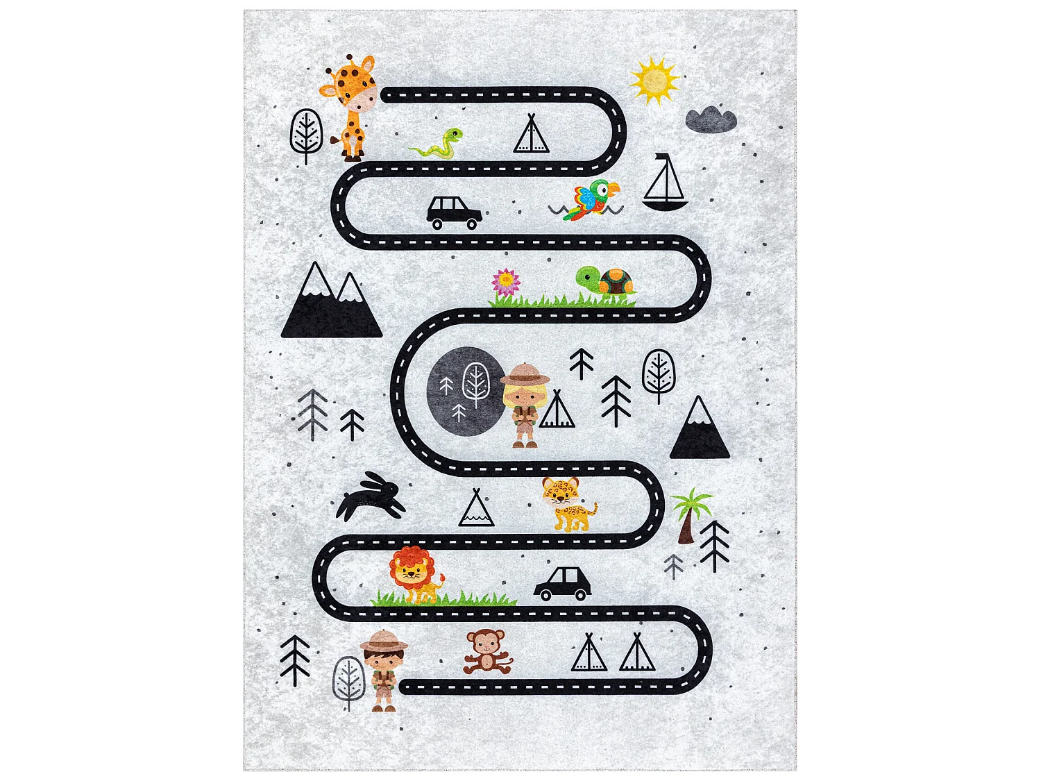 Tapis lavable JUNIOR 51490.802 animaux, rues pour les enfants antidér 160x220 cm